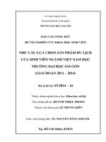 Nhu cầu lựa chọn sản phẩm du lịch của sinh viên ngành việt nam học trường đại học sài gòn (giai đoạn 2011   2014) 