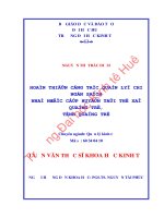 Hoàn thiện công tác quản lý chi ngân sách NSNN cấp huyện tại thị xã quảng trị, tỉnh quảng trị 
