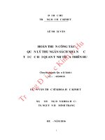 Hoàn thiện công tác quản lý thu ngân sách nhà nước tại cục hải quan tỉnh thừa thiên huế 