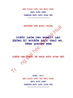 Việc làm cho người lao động ở huyện bắc trà my, tỉnh quảng nam 