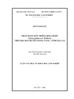 Phân hạng đất trồng bời lời đỏ (litsea glutinosa c b roxb) trên địa bàn huyện mang yang   tỉnh gia lai 