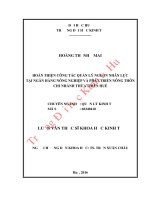 Hoàn thiện công tác quản lý nguồn nhân lực tại ngân hàng nông nghiệp và phát triển nông thôn chi nhánh thừa thiên huế 