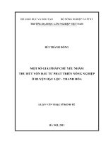 Một số giải pháp chủ yếu nhằm thu hút vốn đầu tư phát triển nông nghiệp ở huyện hậu lộc   thanh hóa 