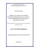 Nghiên cứu các nhân tố tác động đến hành vi điều chỉnh lợi nhuận tại các Công ty phi tài chính niêm yết trên thị trường chứng khoán Việt Nam