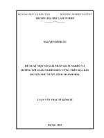 Đề xuất một số giải pháp giảm nghèo và hướng tới giảm nghèo bền vững trên địa bàn huyện như xuân, tỉnh thanh hóa 