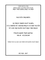 Sự phát triển ngữ nghĩa của nhóm từ chỉ bộ phận cơ thể người từ góc độ ngôn ngữ học tri nhận tt