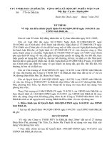 Tờ trình điều chỉnh quyết định 