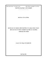 Đánh giá tác động môi trường của khai thác than đến sản xuất nông nghiệp tại thị xã cẩm phả, tỉnh quảng ninh 