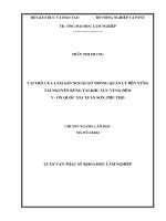 Vai trò của lâm sản ngoài gỗ trong quản lý bền vững tài nguyên rừng tại khu vực vùng đệm vườn quốc gia xuân sơn, phú thọ 
