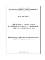 Nâng cao chất lượng tín dụng tại ngân hàng TMCP đầu tư và phát triển việt nam   chi nhánh bắc kạn 