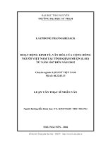 Hoạt động kinh tế, văn hóa của cộng đồng người Việt Nam tại tỉnh Khăm Muộn (Lào) từ năm 1947 đến năm 2015 (LV thạc sĩ)