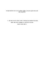 Bộ đề thi viết và trắc nghiệm nghiệp vụ chuyên ngành chăn nuôi thú y năm 2016