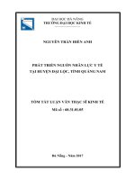 Phát triển nguồn nhân lực y tế tại huyện đại lộc, tỉnh quảng nam (tt) 