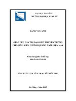 Giáo dục giá trị đạo đức truyền thống cho sinh viên ở tỉnh quảng nam hiện nay (tt) 