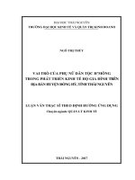 Vai trò của phụ nữ dân tộc H’mông trong phát triển kinh tế hộ gia đình trên địa bàn huyện Đồng Hỷ, tỉnh Thái Nguyên (LV thạc sĩ)