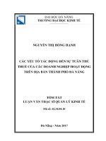 Các yếu tố tác động đến sự tuân thủ thuế của các doanh nghiệp hoạt động trên địa bàn thành phố đà nẵng (tt) 