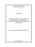 Xác định kiểu gen của virus viêm gan B ở một số bệnh nhân nhiễm virus tại Thái Nguyên bằng phương pháp PCR lồng (Nested  PCR) (LV thạc sĩ)