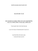 Đẩy mạnh xuất khẩu nông sản sang thị trường nga của tổng công ty rau quản , nông sản (tt) 
