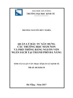 Quản lý đầu tư xây dựng các trường học mầm non và phổ thông bằng nguồn vốn ngân sách tại thành phố đà nẵng (tt) 