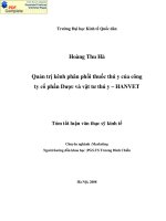 Quản trị kênh phân phối thuốc thú y của công ty cổ phần dược và vật tư thú Y(HANVET) (tt) 