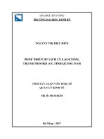 Phát triển du lịch cù lao chàm, thành phố hội an, tỉnh quảng nam (tt) 