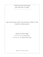 MỘT số PHƯƠNG PHÁP GIẢI PHƯƠNG TRÌNH và hệ PHƯƠNG TRÌNH đại số 