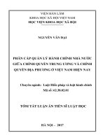 Phân cấp quản lý hành chính nhà nước giữa chính quyền trung ương và chính quyền địa phương ở việt nam hiện nay TT 