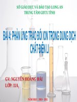 Bài 4. Phản ứng trao đổi ion trong dung dịch các chất điện li