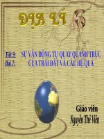 Bài 7. Sự vận động tự quay quanh trục của Trái Đất và các hệ quả