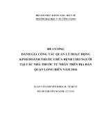 ĐỀ CƯƠNG ĐÁNH GIÁ CÔNG TÁC QUẢN LÝ HOẠT  ĐỘNG KINH DOANH THUỐC CHỮA BỆNH CHO NGƯỜI TẠI CÁC NHÀ THUỐC TƯ NHÂN TRÊN ĐỊA BÀN QUẬN LONG BIÊN NĂM 2016