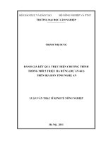 Đánh giá kết quả thực hiện chương trình trồng mới 5 triệu ha rừng (dự án 661) trên địa bàn tỉnh nghệ an 