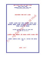 Việc làm và thu nhập của lao động nông thôn huyện quảng ninh tỉnh quảng bình 