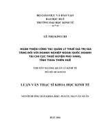Hoàn thiện công tác quản lý thuế giá trị gia tăng đối với doanh nghiệp ngoài quốc doanh tại chi cục thuế huyện phú vang, tỉnh thừa thiên huế 