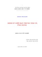 ĐỊNH lý GIỚI hạn TRUNG tâm và ỨNG DỤNG (tt) 