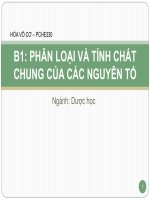 Hóa vô cơ (B1: PHÂN LOẠI VÀ TÍNH CHẤT  CHUNG CỦA CÁC NGUYÊN TỐ)