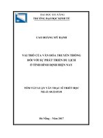 Vai trò của văn hóa truyền thống đối với sự phát triển du lịch ở tỉnh bình định hiện nay (tt) 