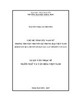 Chủ đề tình yêu nam nữ trong truyện truyền kì trung đại Việt Nam (khảo sát qua Truyền kì mạn lục, Lan Trì kiến văn lục) (LV thạc sĩ)
