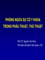 BÀI GIẢNG :PHÒNG NGỪA SỰ CỐ Y KHOA TRONG PHẪU THUẬT, THỦ THUẬT