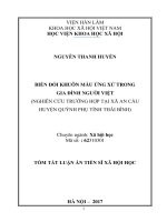 Biến đổi khuôn mẫu ứng xử trong gia đình người việt (nghiên cứu trường hợp xã an cầu, huyện quỳnh phụ, tỉnh thái bình) tt