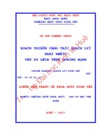 Hoàn thiện công tác quản lý nhà nước về du lịch tỉnh quảng bình 