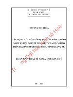 Tác động của vốn tín dụng ngân hàng chính sách xã hội đối với thu nhập của hộ nghèo trên địa bàn huyện gio linh, tỉnh quảng trị 