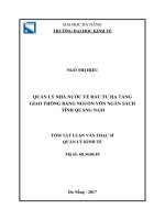 Quản lý nhà nước về đầu tư hạ tầng giao thông bằng nguồn vốn ngân sách tỉnh quảng nam (tt) 