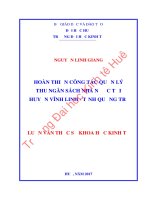 Hoàn thiện công tác quản lý thu ngân sách nhà nước tại huyện vĩnh linh tỉnh quảng trị 