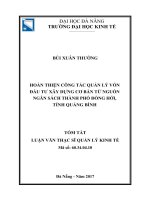 Hoàn thiện công tác quản lý vốn đầu tư xây dựng cơ bản từ nguồn ngân sách thành phố đồng hới, tỉnh quảng bình (tt) 