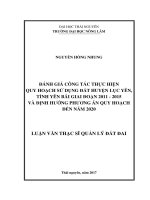 Đánh giá công tác thực hiện quy hoạch sử dụng đất tại huyện lục yên, tỉnh yên bái giai đoạn 2011 2015 và định hướng phương án quy hoạch đến năm 2020 