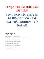 LUYỆN THI đại học năm 2017 2018 TỔNG hợp các CHUYÊN đề hóa hữu cơ – bài tập TRẮC NGHIỆM – có đáp án 