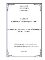 Đánh giá chất lượng dịch vụ lưu trú của khách sạn duy tân   huế (tt) 