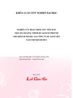 Nghiên cứu hoạt động xúc tiến bán một số chương trình du lịch outbounnd cho khách nội địa tại công ty du lịch việt nam chi nhánh huế (tt) 