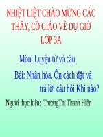 Tuần 19. Nhân hoá. Ôn tập cách đặt và trả lời câu hỏi Khi nào?
