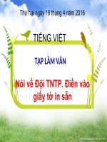 Tuần 1. Nói về Đội TNTP. Điền vào giấy tờ in sẵn